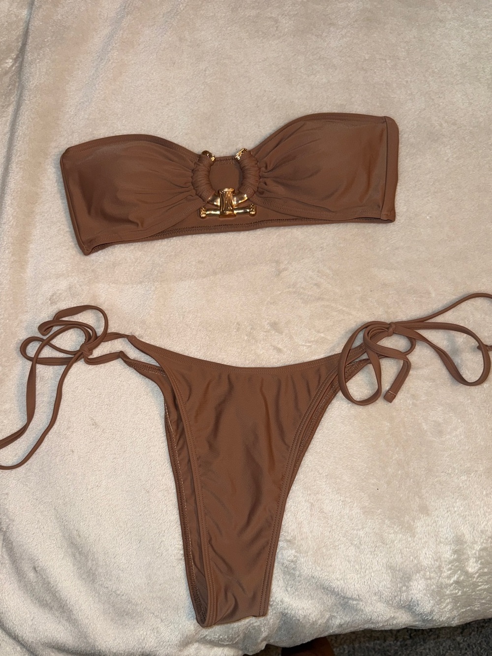 Zaful Tan Bikini with Gold detailing